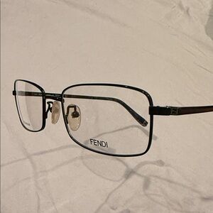 Vintage Fendi Titanium Black Rectangular Eyeglasses Non-Prescription. NWOT